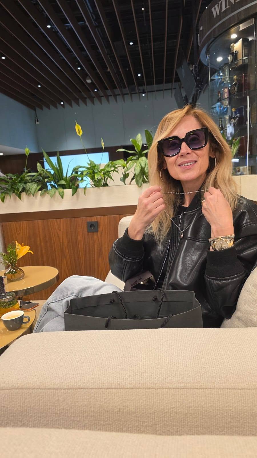 Lara Fabian with the Wine Diamond “Je t’aime” Necklace