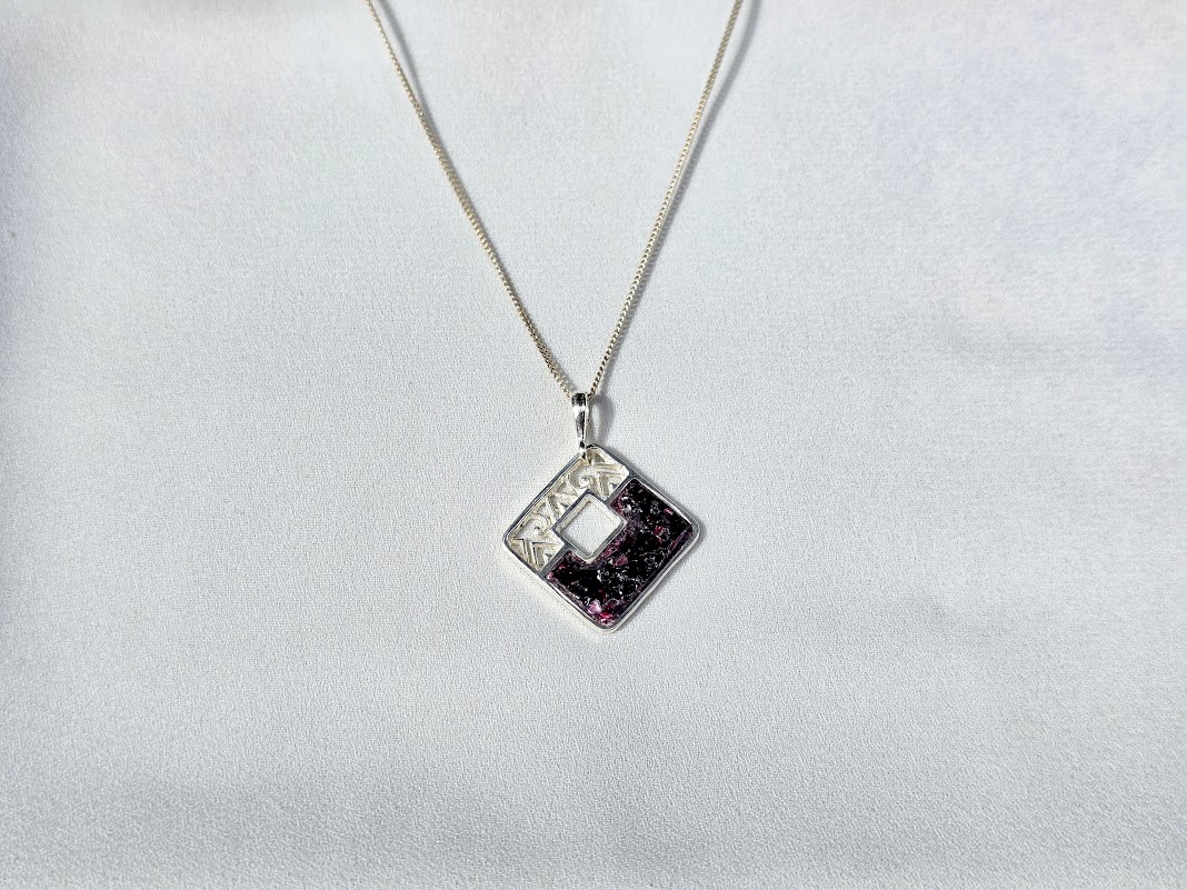Necklace  "Tbilisi balcony" - Unique Jewelry Crafted from Silver and Georgian Wine Crystal | Wine Diamond