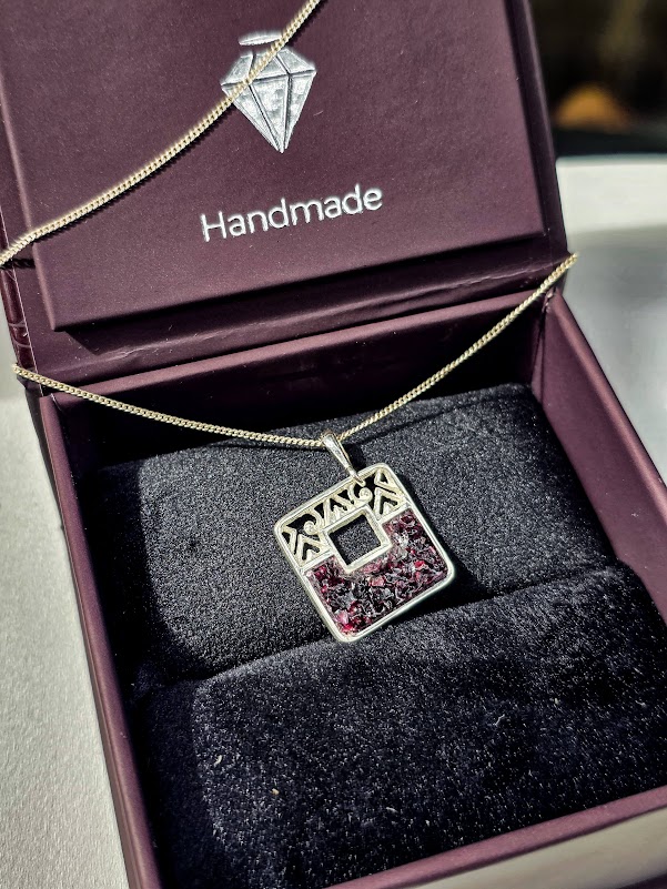 Necklace  "Tbilisi balcony" - Unique Jewelry Crafted from Silver and Georgian Wine Crystal | Wine Diamond
