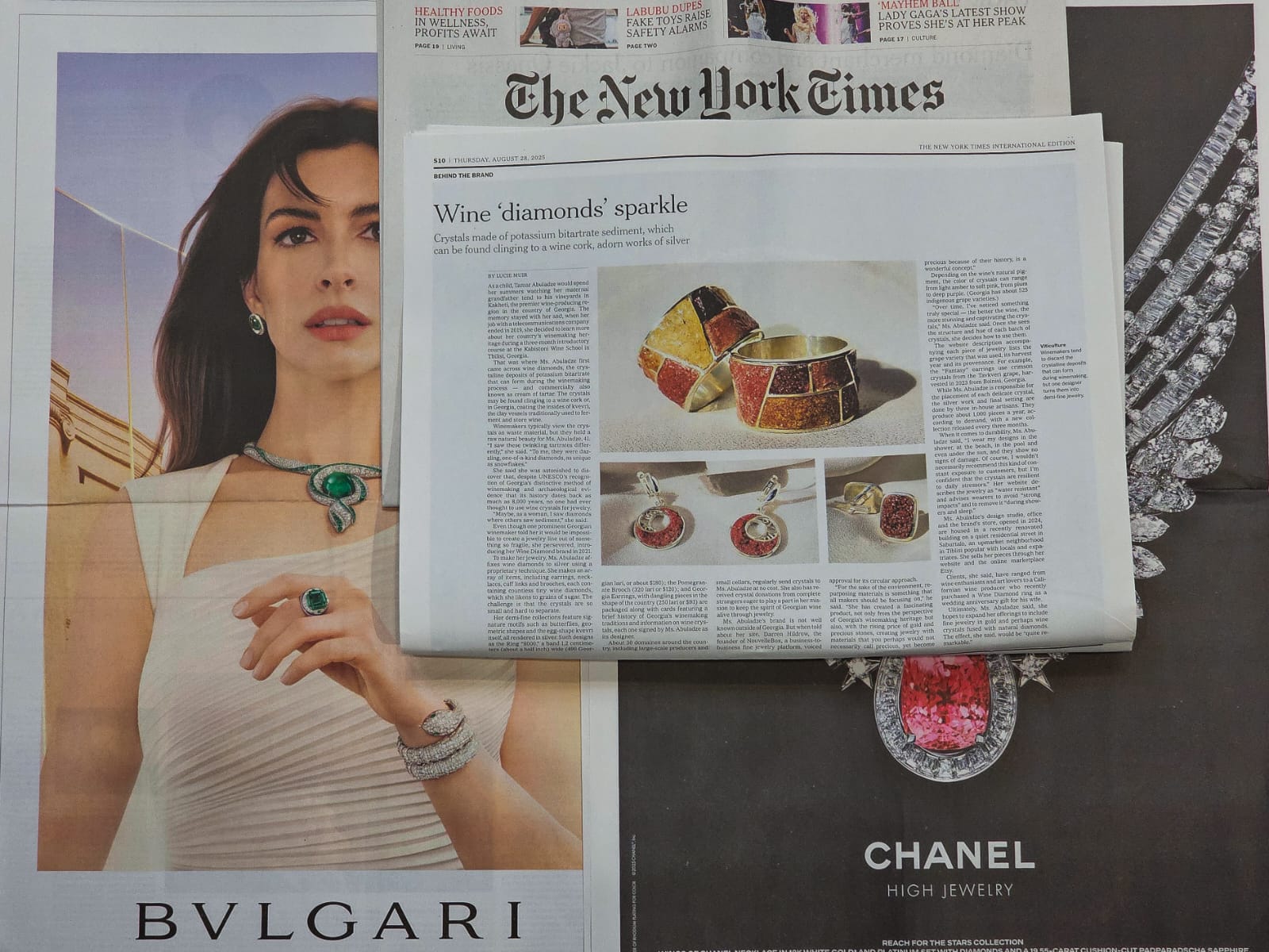 Georgian brand "Wine Diamond" on the pages of The New York Times, next to Cartier, Tiffany & Co., Chanel, Bulgari!